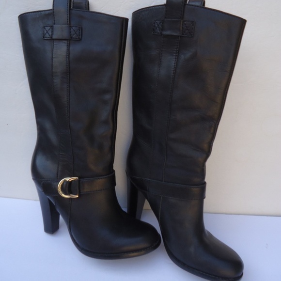SIZE 6.5. Lauren Ralph Lauren black leather boots. - Picture 1 of 8